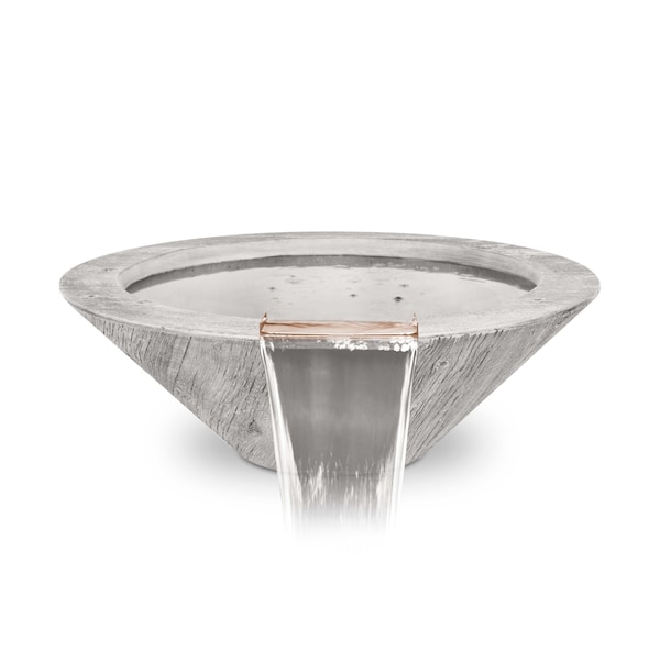 The Outdoor Plus 32 Round Cazo Water Bowl - Wood Grain GFRC Concrete - Ivory - OPT-32RWGWO-IVY - main